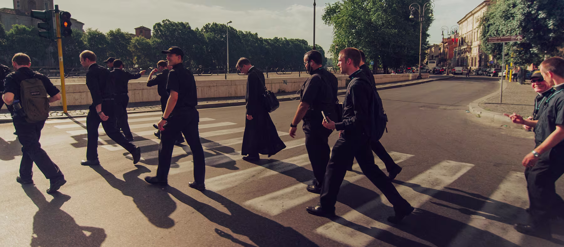 Catholic Books & Initiatives by MTF - Seminarians from the Rome Experience walking the streets of Rome.