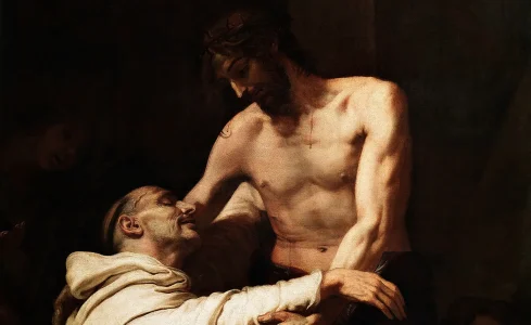 Closeup of St. Bernard and Jesus by Ribalta