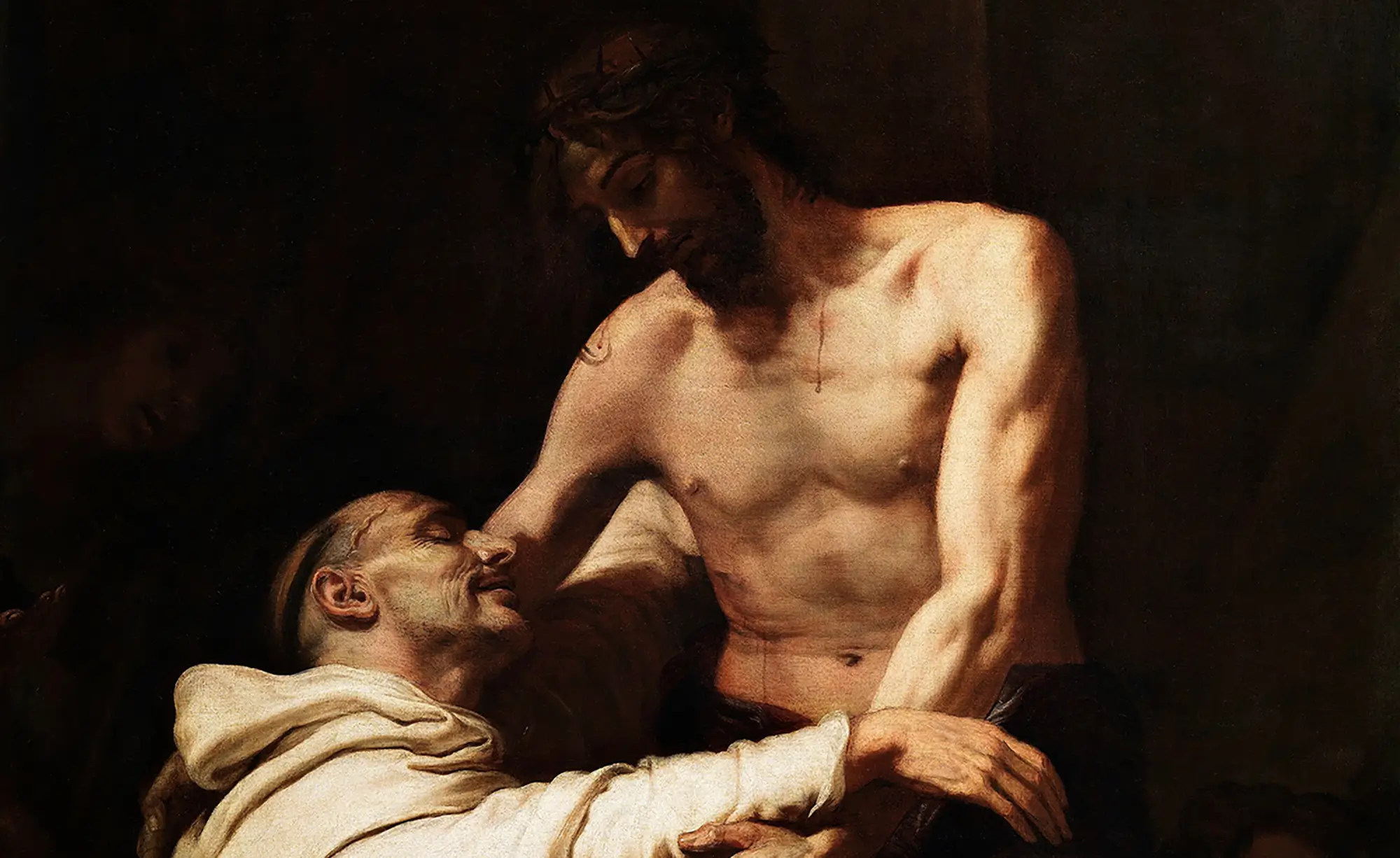 Closeup of St. Bernard and Jesus by Ribalta