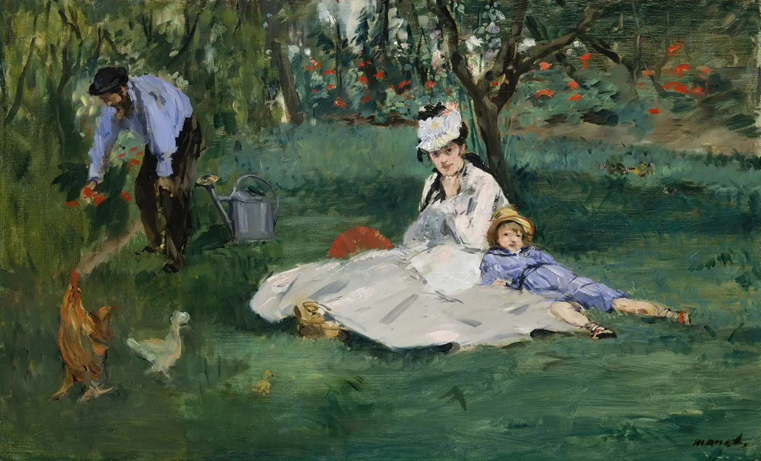 The Monet Family in Their Garden at Argenteuil by Édouard Manet